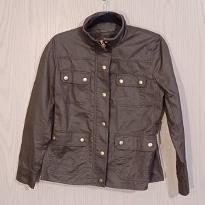 J Crew Women's Resin-Coated Twill Field Jacket, Size PM, Brown